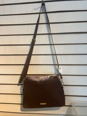 IMAN Brown Crossbody Bag with Gold Hardware